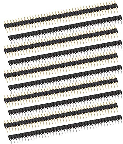 CLDIY Stift- und Buchsenleiste (5 Paare), vergoldet (ROHS), einreihig, runder Stift 140, 40 P, gerade Nadel, Stiftleiste für Leiterplatten 2,54 mm, Stiftleiste für Computer und Steckbrett, goldfarben