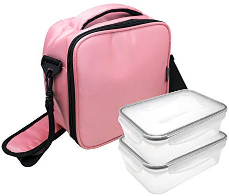 NERTHUS FIH 690 Lunch Bag Rosa + 2 Herméticos de 500 ml y 1000 ml, 2 herméticos Mediano y Grande