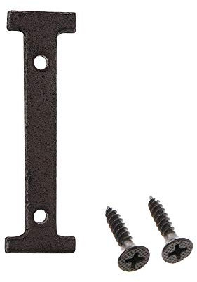 Betorcy Numero di indirizzo da 7,6 cm, numeri civici per esterni, in ghisa, decorazione per porta del giardino, con viti, lettera I nera