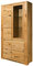 MASSIVMOEBEL24.DE Kent Vitrine Vitrinenschrank Highboard aus massiver Wildeiche Massivholz naturfarben mit LED Beleuchtung und Glasböden
