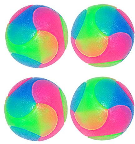 FineInno 4 pcs Blinkender Ball Hundespielzeug Ball Hundeball Leuchtend Glow Ball Hundespielball Ball Spielzeug für Hundes und Reinigen Sie Ihre Zähne (4 Stück Glatte Kugeln)