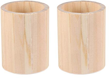 MILISTEN Lot de 2 Porte Stylo Pots à Crayons en Bois pour la Maison, le Bureau, le Bricolage (Tube Rond)