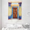 ABAKUHAUS ägyptisch Wandteppich und Tagesdecke, Ägypten Gebäude aus Weiches Mikrofaser Stoff Waschbar ohne Verblassen Digitaldruck, 140 x 230 cm, Beige Blau