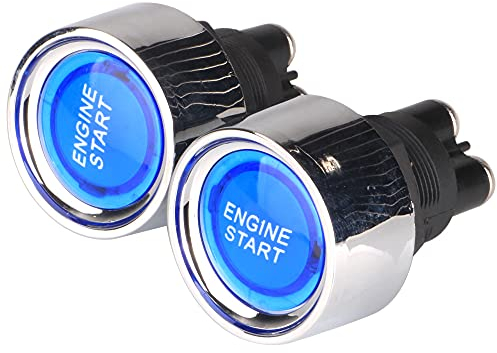 Gebildet 2pcs Universal SPST 12V-24V/50A Interruptor de Encendido de Arranque a Presión, LED Botón de Arranque del Motor del l Interruptor de Arranque Momentáneo para Automóvil, Camión, Barco (Azul)