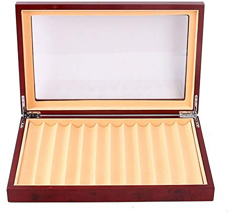 SHZICMY Stifte Sammelbox mit Anzeigefenster, 12 Füller Stiftebox Stifthalterbox Holz, FüLlfederhalter Aufbewahrungsbox, Kugelschreiber Stiftetui Penbox Display Box