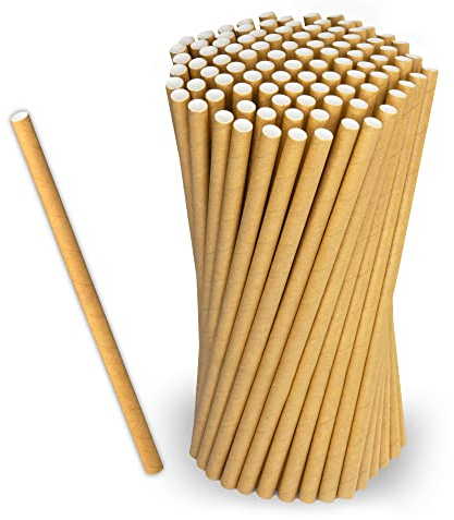 Love Nature Paille Carton 100 Pieces - Pailles Jetables Kraft - Paille en Papier Écologique en Biodégradable é Recyclable