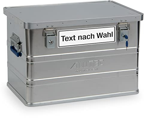Alutec Aluminumbox Classic 68 Liter inkl. Wunschtext Aufkleber von Betriebsausstattung24® | BxHxT: 57,5 x 37,0 x 38,5 cm | Material: Aluminium | Transportkiste mit zwei Zylinderschlössern
