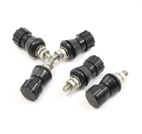 Ruilogod Corps en métal fileté de 4,7 mm Noir Coquille en plastique Nield Post 5 PCS