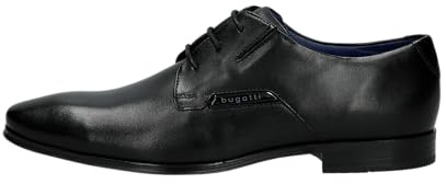 bugatti Herren Business Halbschuh aus Hochwertigem Leder, Derby im Minimalistischen Design, Schwarz 3, 46 EU