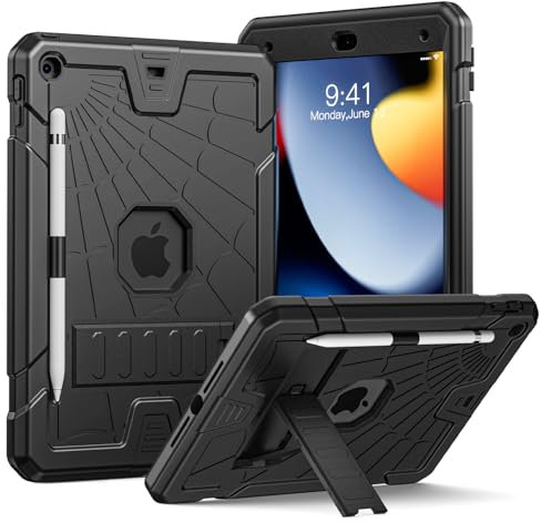 SIBEITU iPad 9th Generation Hülle iPad 10.2 Hülle mit Stifthalter 2021/2020/2019,iPad 8./7. Generation Hülle mit Ständer,Schlanke, stoßfeste Hülle für iPad 10.2 Zoll iPad 9. 8. 7. Generation, Schwarz