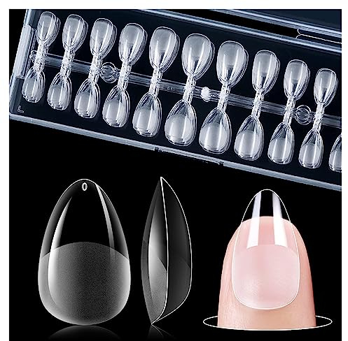 Gelike ec Extra Kurze Mandel Nagel Tips Set 240PCS Soft Gel Full Cover Nail Tips Kunstnägel 12 Größe Künstliche Nägel Zum Aufkleben PMMA Pre-Buffed Tipps für Nail Art-XS Short Almond