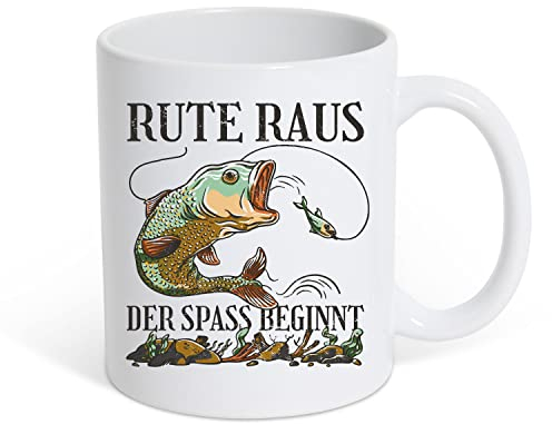 TRVPPY Tasse Rute Raus der Spass Beginnt Weiße Kaffeetasse Geschenk, Keramik mit trendigem Motiv