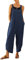 Jacansi Womens Casual Overalls Strap Sleeveless Pockets Long Playsuit Jumpsuit Dungarees Navy Blue L