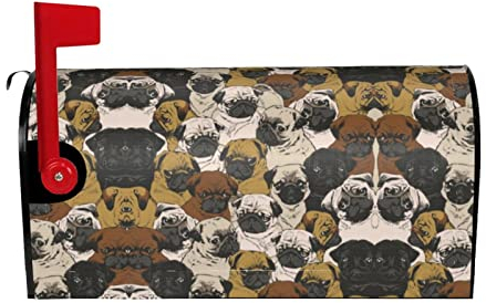 Imagen De Pug Magnetischer Briefkasten, Standardgröße, 45,7 x 53,8 cm, 65,5 x 53,3 cm, Abdeckung für Garten, Hof, Heimdekoration für den Außenbereich