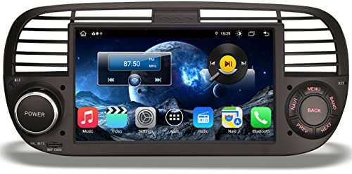 Erisin 7 Pollici Schermo 8-Core Android 12 Autoradio Bluetooth GPS per FIAT 500 2008-2015, Stereo Auto 1 Din Navigatore Supporto Wireless CarPlay DSP WiFi USB RDS DAB+ FM Android Auto 4G OBD2 (Nero)