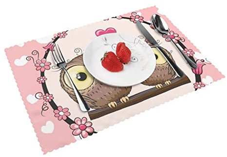Niedliche Eulen-Tischsets, 4er-Set, für Zuhause, Esszimmer, Geschenke, rutschfeste Tischsets, hitzebeständig, 45 x 30 cm