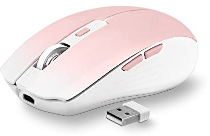 T'nB - Souris sans Fil Design, Double Mode Bluetooth et USB-A, Rechargeable Haute Autonomie, Silencieuse, Précision 1600 DPI, 6 Boutons, Compatible Windows, Linus et MacOs - Rose