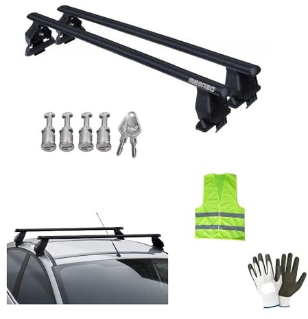 KOMPATIBEL MIT Mercedes C (W202) 4 Türen Jahr 1996 mit glattem Dach FIX028G DACHTRÄGER 130 cm FÜR AUTODACH KOMPLETT MIT MONTAGESATZ UND SCHLOSSSCHLÜSSEL Stahl MENABÒ BAR