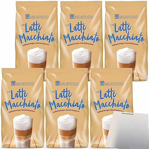 Milkfood Latte Macchiato Kaffeehaltiges Getränkepulver 6er Pack (6x400g Packung) + usy Block