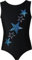 Gymnastikanzug Turnanzug Sterne Strasssteine Mädchen Kurzarm Kinder Turnbody, Größe:158-164, Farbe:Lycra Schwarz - Türkis