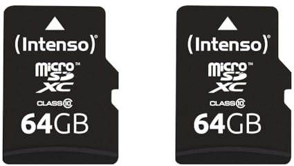 Intenso 3413490 - Adaptador para Tarjeta Micro SDXC 64 GB (Class 10 Incl, 25 MB/s) Color Negro (Paquete de 2)