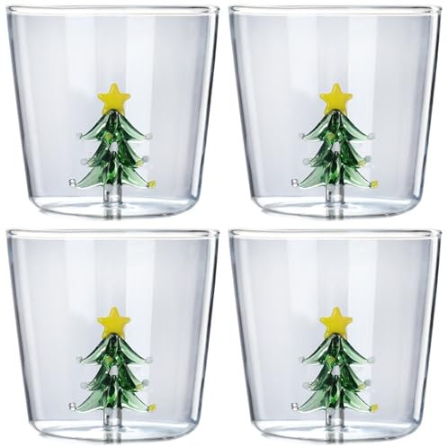 PRETYZOOM 4pezzi Bicchiere Forma Per Festività Tazza Elegante Per Vino e Cocktail in Decorativo Per Feste Di Natale e Uso Quotidiano Perfetta Per Birra Succo e Latte