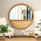 SHYFOY Spiegel Rund Ø 60 cm - Spiegel Halbrund mit Rattan - Wandspiegel Rund Flurspiegel Wanddeko Boho Deko Bohostyle Bohochic Natur