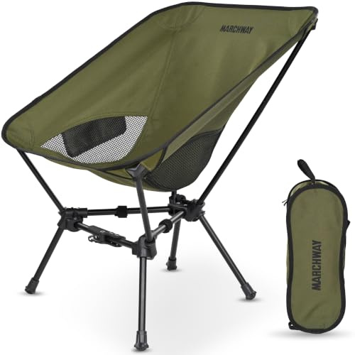 MARCHWAY Lightweight Folding Camping Chair with Spring Lock, Stable Compact Portable for Outdoor Camp, Travel, Beach, Picnic, Festival, Hiking, Backpacking (Green)