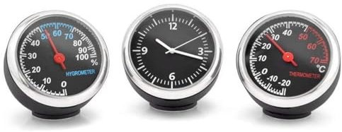 Auto-Uhr zum Aufkleben - Entlüftungsuhr mit Thermometer und Hygrometer für Armaturenbrett - LKW-Dekoration