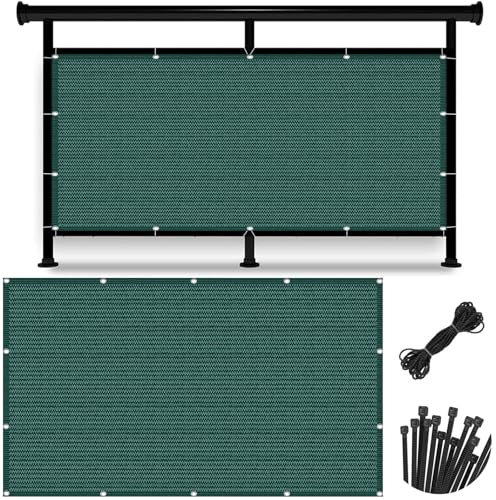 Garten Zaun Sichtschutz 200 x 350 cm Windschutz Sonnenschutz Blickdicht, Atmungsaktiv, Stabiler mit Ösen Geländer-Bildschirme Balkonabdeckungen Schutz, für Balkon Garten, Dunkelgrün