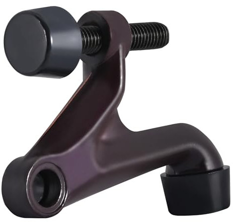 HOMOTEK 4 Pack Hinge Pin Door Stoppers, Adjustable Deluxe Heavy Doorstops for Top of Door, with Black Rubber Bumper Tips, Oil Rubbed Bronze