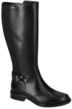 Valleverde 17105 Stivali Casual Donna Pelle Nero Tacco Grosso 3Cm Suola Gomma Gambale Ginocchio