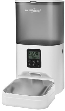 Green Blue Automatischer Futterspender für Haustiere 6 Liter | bis zu 8 Mahlzeiten pro Tag programmierbar | für Hunde/Katzen LCD Display Batteriebetrieb oder USB (Futterspender)