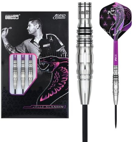 ONE80 Steel Dart Jelle Klaasen The Cobra V2 VHD 90% Tungsten Steeltip Dart – Präzision, Grip und Performance für professionelle Dartspieler Steeldart Dartpfeile Set (23 Gramm)