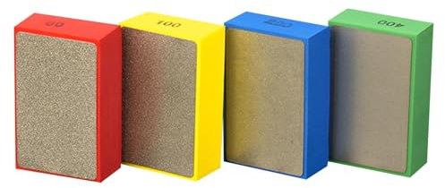 4 Pcs Diamond Polishing Pads, Porcelain Polishing Pads, Tile Polishing Pads, Glass Polishing Kit for Concrete Stone Marble Granite Ceramic Sanding Blocks(60# 100# 200# 400#)