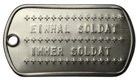 BWuM Dogtag mit Kette und Prägung Edelstahl matt, Prägung:Einmal Soldat - Immer Soldat