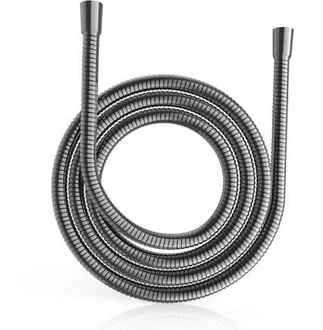 MEKO Duschschlauch 1,8m – 304 Edelstahl Brauseschlauch mit universellem Anschluss, Extra-Länge Duschkopf Schlauch und 360-Grad flexibles Anti-Verwicklungsdesign (Dunkelgrau)