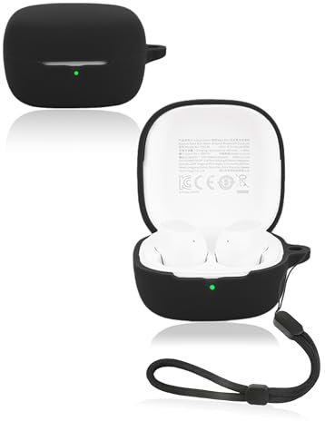 Schutzhülle für Baseus Bass BD1 Wireless Earbuds, weiche Silikonhülle mit Umhängeband, hautfreundlich und langlebig, Schwarz