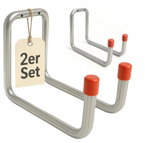 BigDean 2 Wandhaken Garage hohe Tragkraft für Schlauch, Leitern, Schlitten, Taschen uvm Traglast 27kg pro Doppelhaken Made in Germany