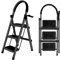 OHMG Échelle Domestique,Marchepied 3 Marches Pliable,Escabeau en Acier 3 marches,avec Pédale Antidérapante,Verrou de Sécurité,Facile à Ranger,Charge 150 kg