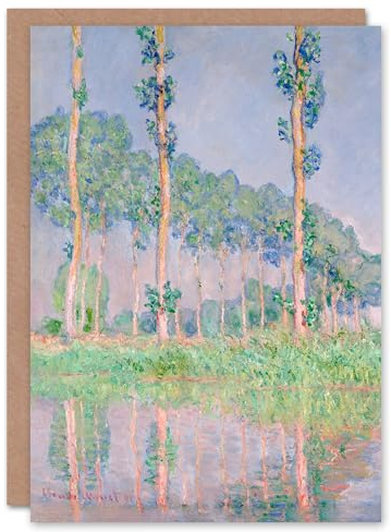 Artery8 Claude Monet Art Card Poplars Pink Effect Landscape