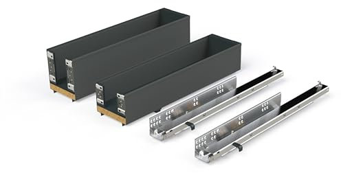 Emuca - Seitlich ausziehbarer Titan Simplex-Flaschenhalter mit Soft-Close, Ausziehbarer Flaschenwagen für Küchenschränke, Modul 150mm, Anthrazitgrau