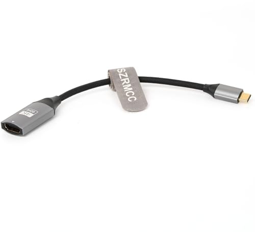 SZRMCC USB Type C to HDMI Monitor Braided Cable 4K@60Hz for iPhone 15/16 Thunderbolt 4/3 MacBook iPad Surface Pro Galaxy S/Note/Tab TV, Projector (USB C-HDMI Female Adapter, 20cm/7.9in)