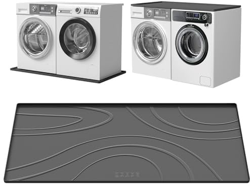 Washing Machine Drain Pan Silicone Mat,53.5x26.8inch Non-Slip Waterproof Washer Tray,Raised Edge Drip Mat for Under Dryer or Washer,Anti-Vibration,Floor Leak Protector for Laundry Room