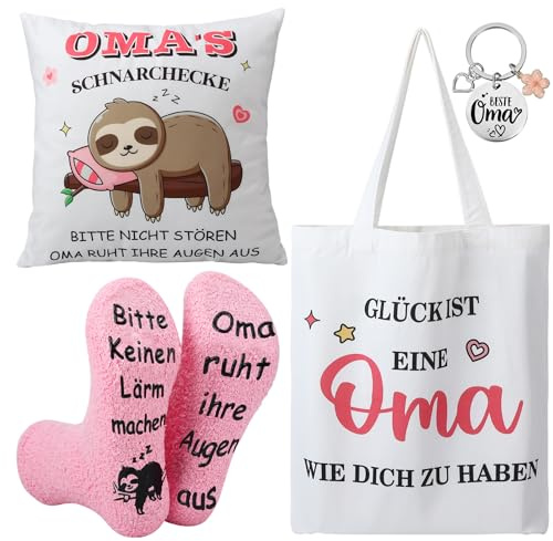 Oma Geschenk Mama Geschenk Kissenbezug Jutebeutel Schlüsselanhänger Socken | Geschenk für Frauen,Geschenk mama,Muttertagsgeschenk,Geburtstagsgeschenk,für Oma und Mama,Shopper Bag,weihnachtsgeschenke
