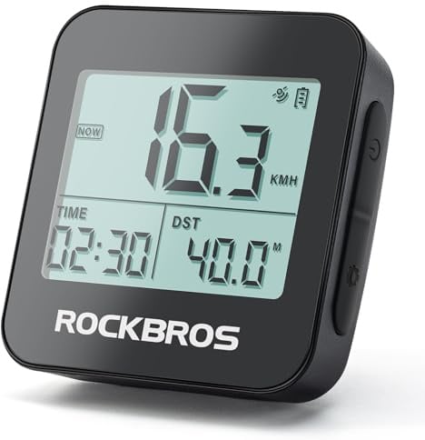 ROCKBROS GPS Bike Computer Wireless Speedometer, 2 Inch LCD FSTN Backlit Display, Battery to 55H IPX6 Waterproof Multi-System Positioning with GPS, Galileo, GLONASS, BDS