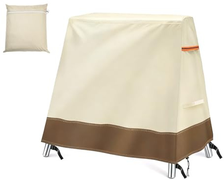 Blueshyhall Housse de protection imperméable pour balancelle de jardin 2 places, housse de protection pour meubles de jardin, balançoire double, protection contre les rayons UV et la poussière (marron