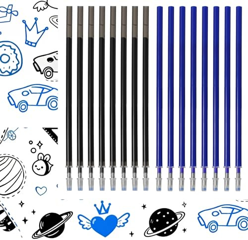 16x Radierbare Ersatzminen Blau und Schwarz 0,7mm, Kompatibel mit Pilot FriXion Stift, Clicker, Slim, Eberhard Faber, Löschbare Frixion Patronen, Radierbarer Kugelschreiber, 11cm Pilot Ersatzmine