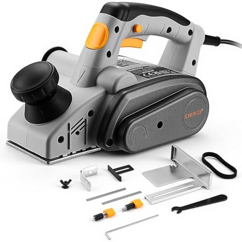 DEKO 800W Electric Hand Wood Planer, 16000rpm Wood Planer, 82mm Planer Blade Width & 3mm Depth, Electric Planer Wood/Door Planer for Woodworking and Door Installation