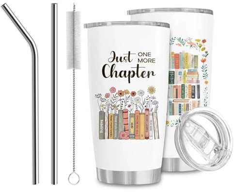 Onperpoe Book Lovers Gifts for Women Stainless Steel Cup Birthday Gift for Book Lovers Bookish Gifts Librarian Appreciation Books Club Present Books Themed Gift for Bookworms 20 Oz Tumbler (E)